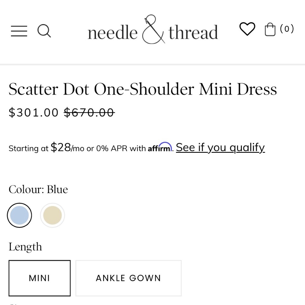 Needle & Thread One-Shoulder Blue Mini Dress - Picture 9 of 12